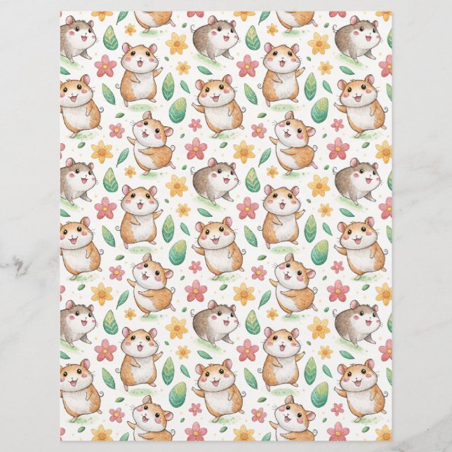 Dancing Hamsters cute  pattern scrapbook paper (Front)