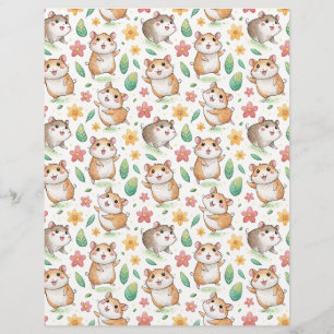 Dancing Hamsters cute  pattern scrapbook paper