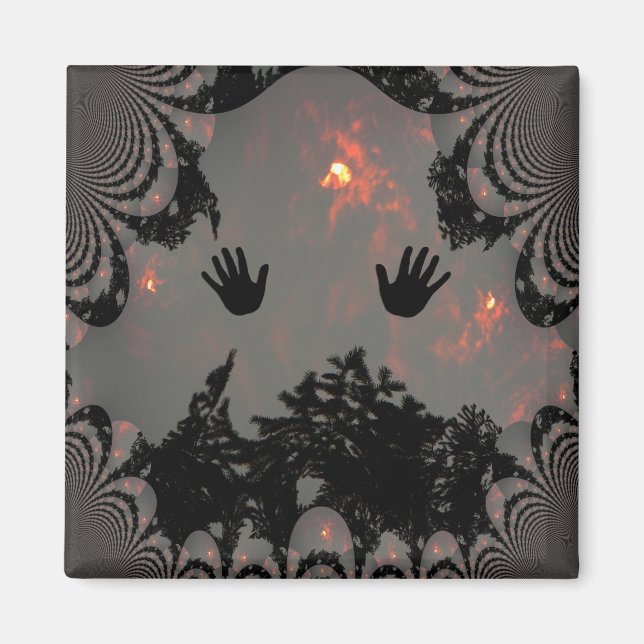 Dancing hands in the fiery sky.... magnet (Front)