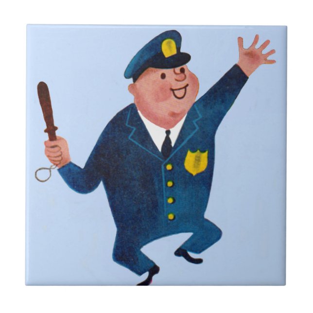 dancing happy cop ceramic tile (Front)