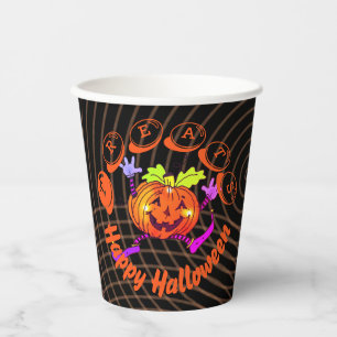 Dancing Happy Pumpkin Halloween Paper Cups