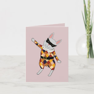 Dancing Harlequin Bunny Note Card