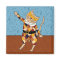 Dancing Harlequin Kitty Square Magnet