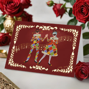 Dancing Harlequins Foil Greeting Card