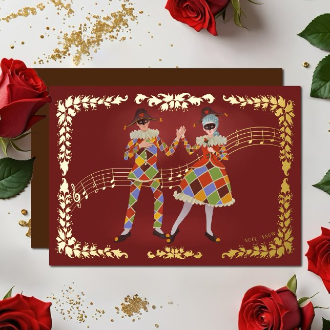 Dancing Harlequins  Foil Holiday Card (Creator Uploaded)
