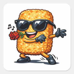 Dancing Hash Brown Square Sticker