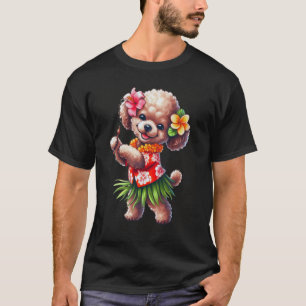 Dancing Hawaiian Poodle with Tropical Flowers Dogs T-Shirt