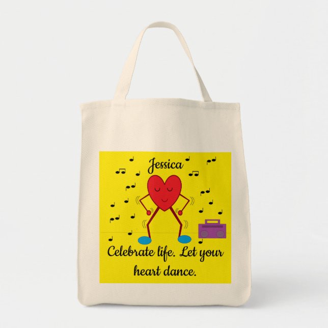 Dancing Heart Grocery Tote Bag (Front)