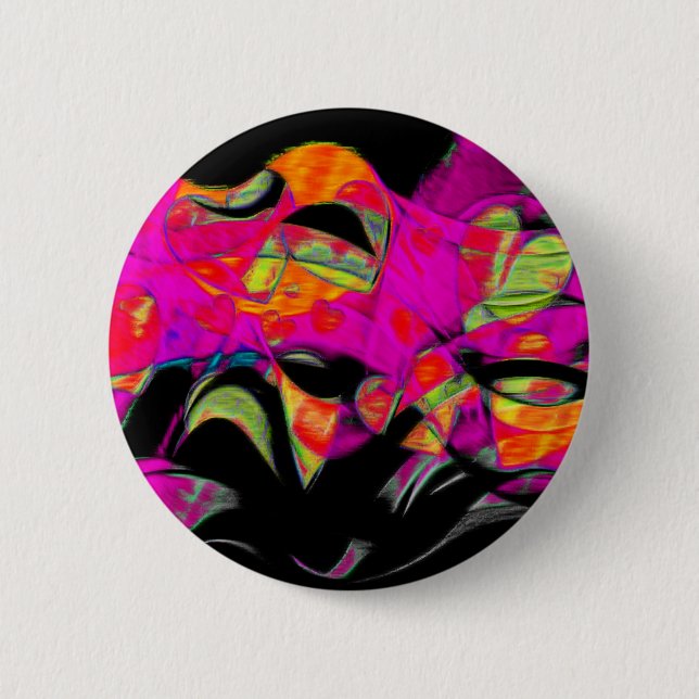 Dancing Hearts on Black Chiffon 6 Cm Round Badge (Front)