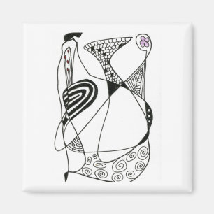 "Dancing Hen" Abstract Art Magnet