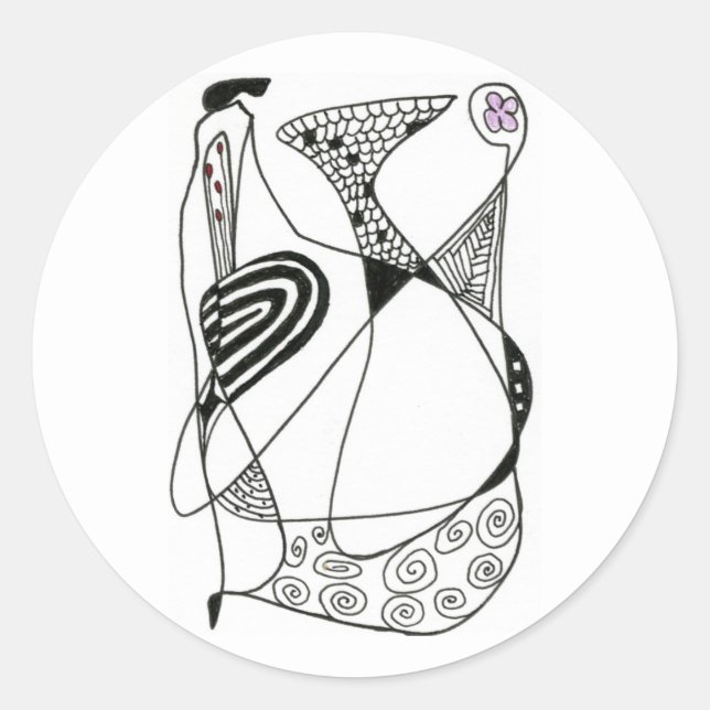 "Dancing Hen" Abstract Design Sticker (Front)