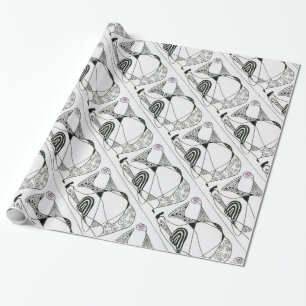 "Dancing Hen" Abstract Design Wrapping Paper