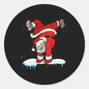 Dancing Hip Hop Santa Claus Xmas Christmas Party Classic Round Sticker