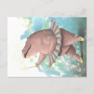 Dancing hippo announcement postcard