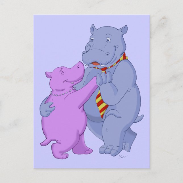 Dancing Hippo Tango Postcard (Front)