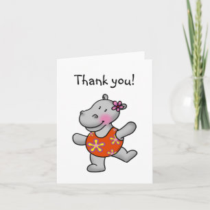 Dancing hippo thank you card