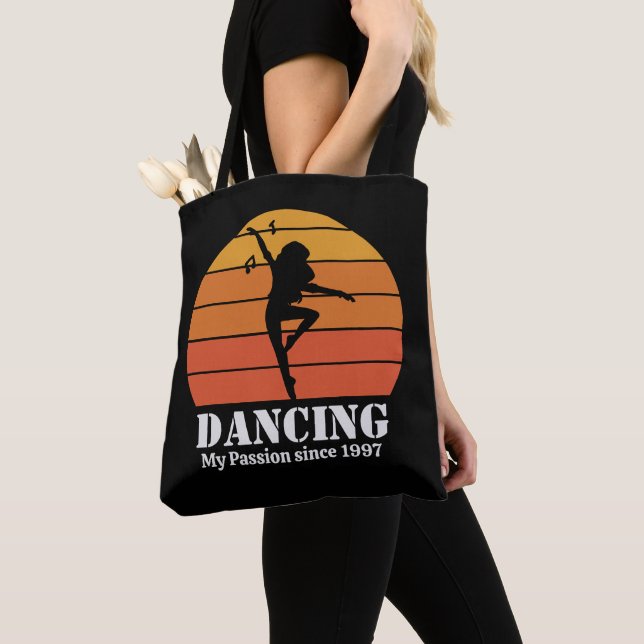 Dancing Hobby Retro Sunset Personalise Tote Bag (Close Up)