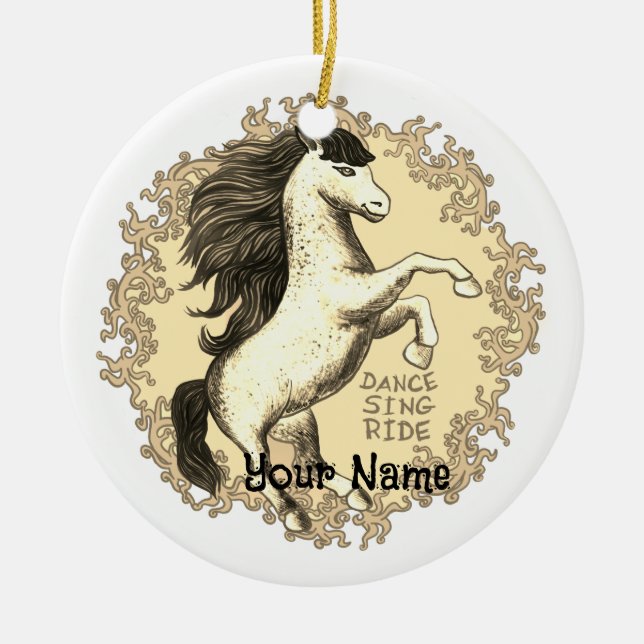 Dancing Horse Ceramic Ornament (Front)