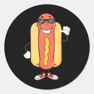 Dancing Hotdog Shirt- Funny Food T Shirt  Classic Round Sticker