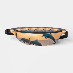 Dancing in the Dusk: Three Dolphins Leaping Bum Bags