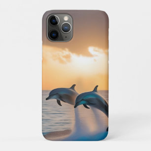 Dancing in the Dusk: Three Dolphins Leaping iPhone 11 Pro Case