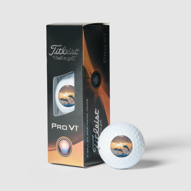 Dancing in the Dusk: Three Dolphins Leaping  Golf Balls (Packaging)