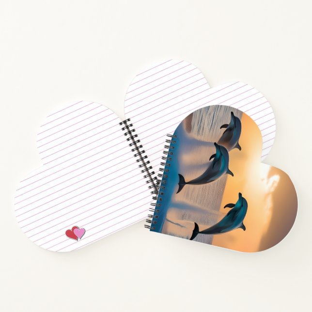 Dancing in the Dusk: Three Dolphins Leaping  Notebook (Inside)