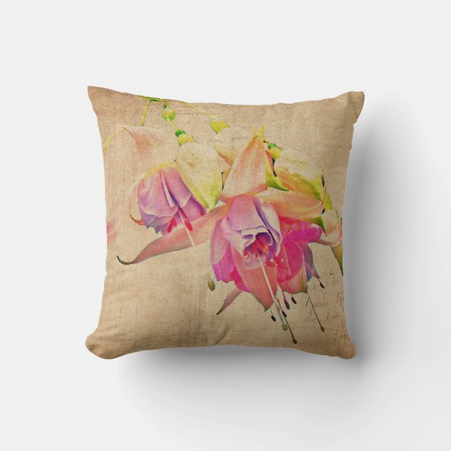 Dancing In The Wind - Fuchsia Flowers Cushion (Front)