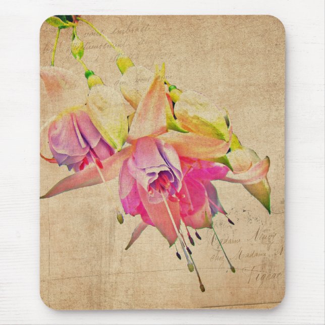 Dancing In The Wind - Fuchsia Flowers Mouse Pad (Front)