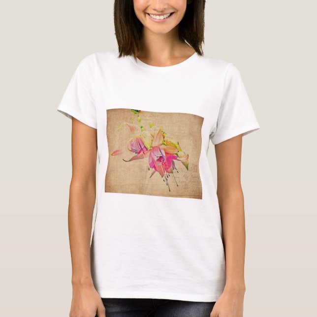 Dancing In The Wind - Fuchsia Flowers T-Shirt (Front)