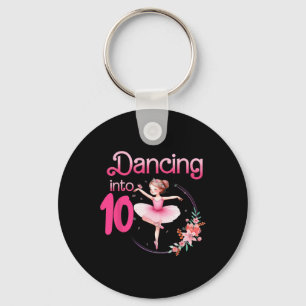 Dancing Into 10 Ballerina 10th Birthday Party Ball Key Ring