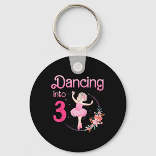 Dancing Into 3 3rd Bday Party Ballerina Ballet For Key Ring