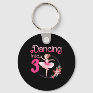 Dancing Into 3 Ballerina 3rd Birthday Party Ballet Key Ring