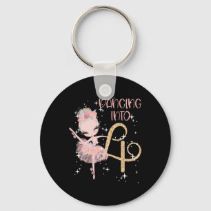 Dancing Into 4th Birthday Girl Ballet Party Dance Key Ring