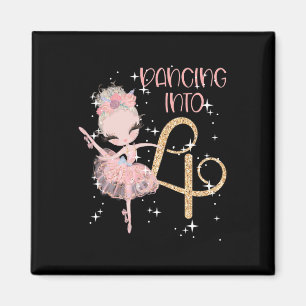 Dancing Into 4th Birthday Girl Ballet Party Dance Magnet