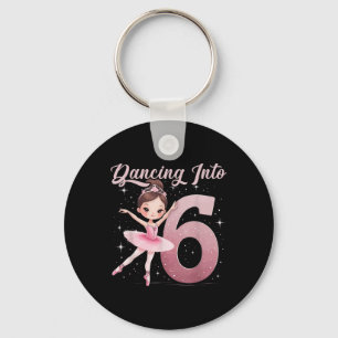 Dancing Into 6 Birthday Party Ballet Girls  Key Ring