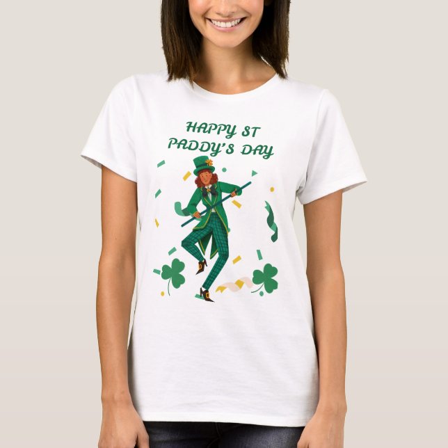 "Dancing Irish Charm – St. Paddy’s Day Tee" T-Shirt (Front)