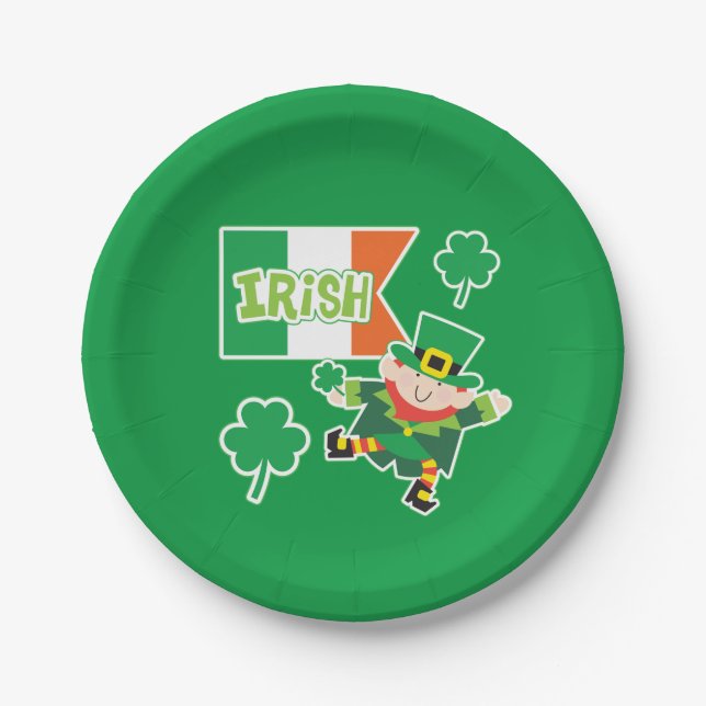 Dancing Irish Leprechaun Paper Plate (Front)