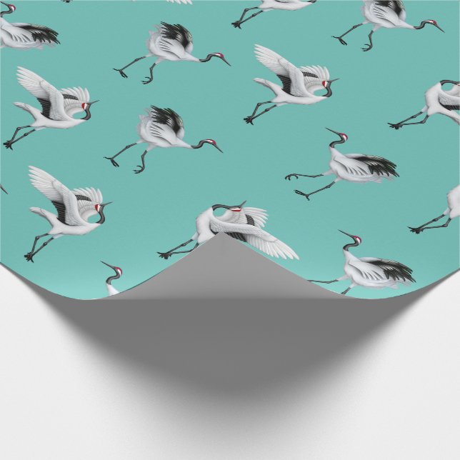 Dancing Japanese Cranes Wrapping Paper (Corner)