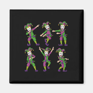 Dancing Jokers Mardi Gras Fun Boys Girls Kids Magnet