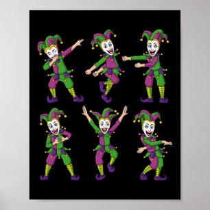 Dancing Jokers Mardi Gras Fun Boys Girls Kids Poster