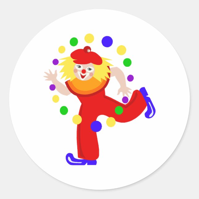 Dancing Juggler Clown Classic Round Sticker (Front)