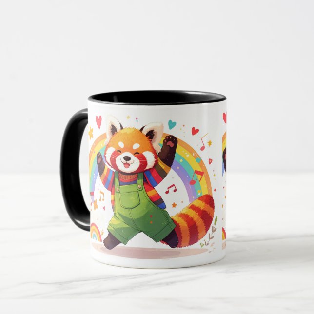 Dancing Kawaii Animal with Rainbow  Mug (Front Left)
