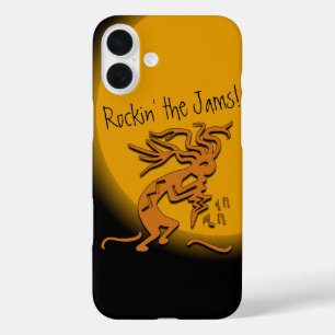 Dancing Kokopelli Musician With Floating Notes iPhone 16 Plus Case