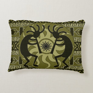 Dancing Kokopelli Southwest Aztec Pattern Decorative Cushion