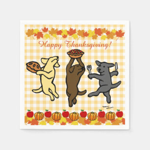 Dancing Labrador Trio Thanksgiving Napkin