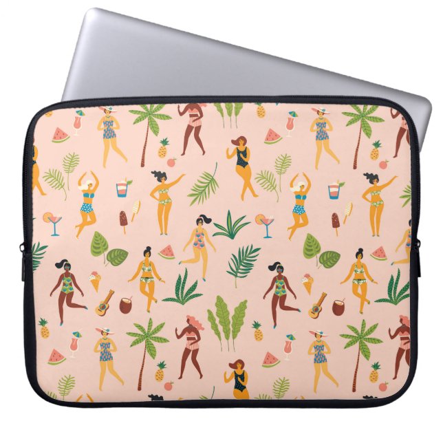 Dancing ladies, palm leaves pattern. laptop sleeve (Front)