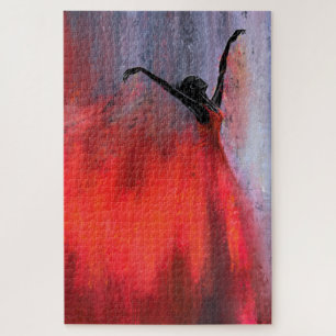 Dancing Lady in Red - Abstract Original Painting Jigsaw Puzzle