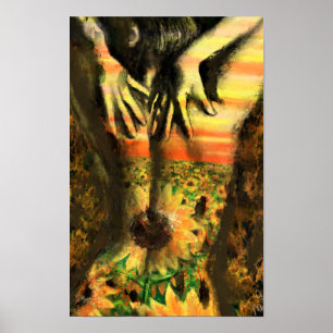 Dancing Lady in Sunflowers - Original Painting Art Poster