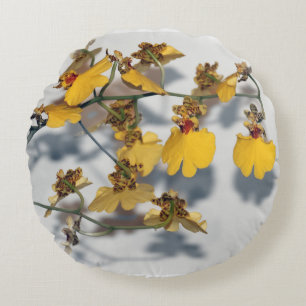 Dancing Lady Yellow Oncidium Orchids Round Cushion